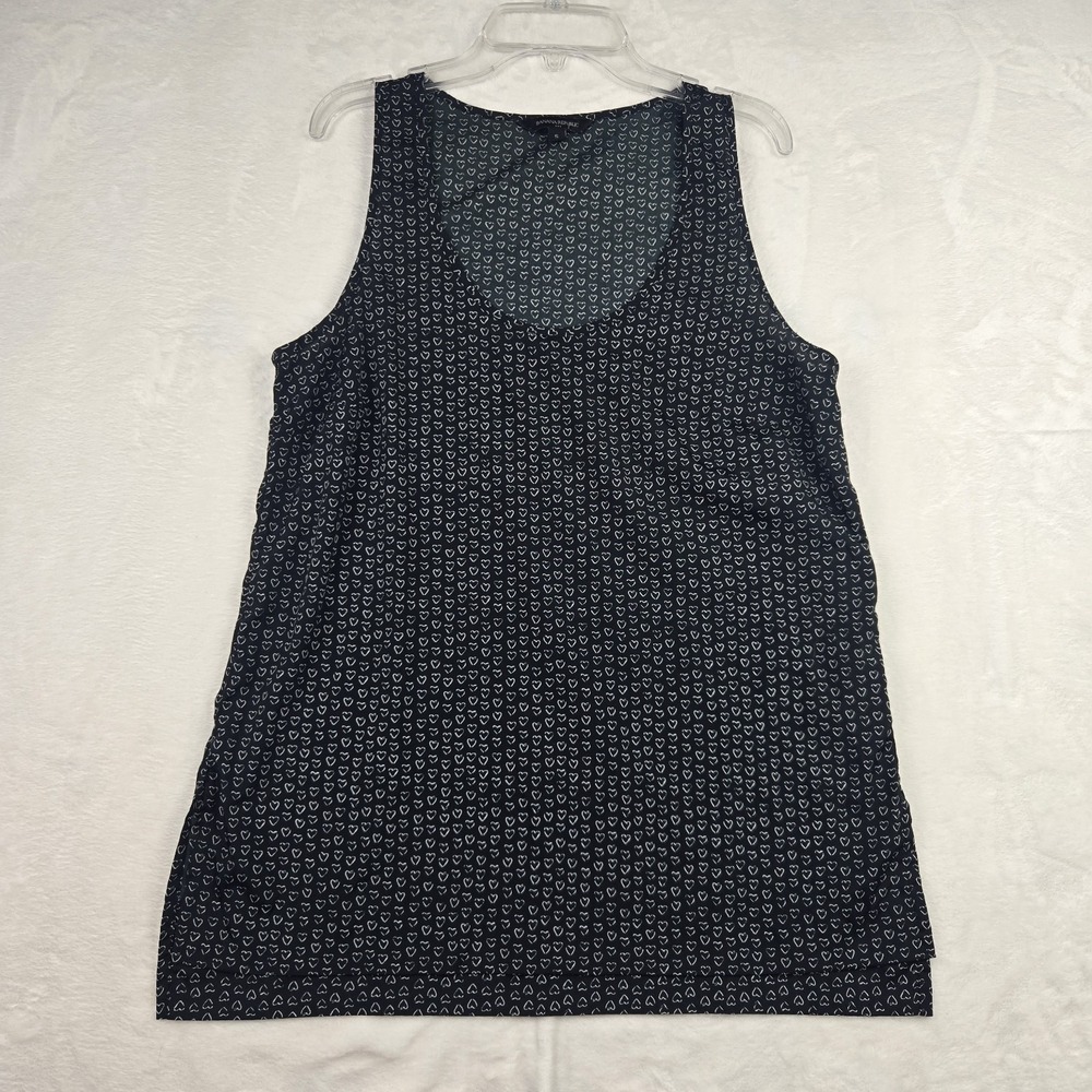 Banana Republic Women's Black‎ Tank Top White Heart Pattern Size Small